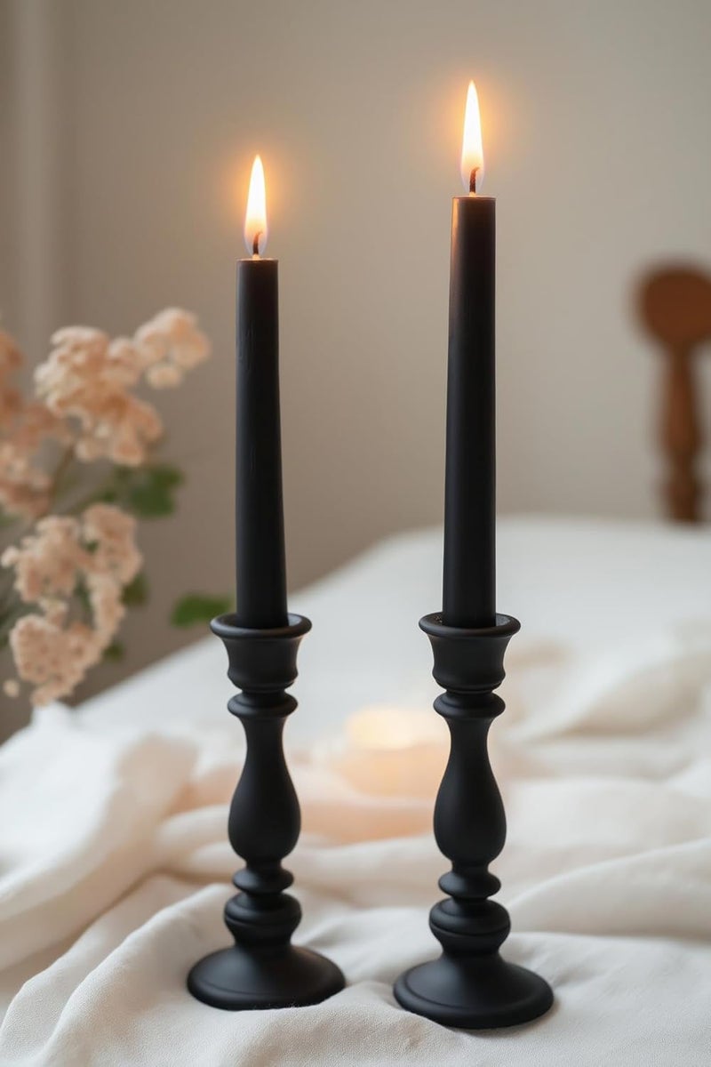 Sihuida 12-Pack Black Taper Candles, 10 Inch Unscented Dripless Candlesticks, Long-Lasting Burn Time of 7-8 Hours, Perfect for Halloween Decor Parties Meditation and Home Ambiance - Image 2
